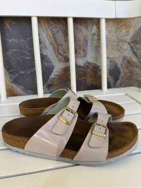 Birkenstock Sydney Birko-Floor Sandals Regular / Wide Width in Gray / Baby Blue